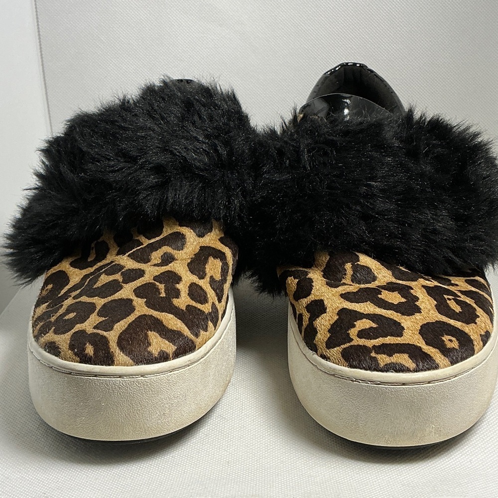 Michael Michael Kors Leopard Calf Hair Faux Fur Slip-On Sneakers Size 10 - Picture 4 of 12